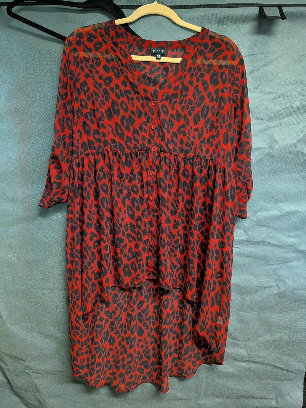 torrid Leopard-Print Button Front Tunic Top